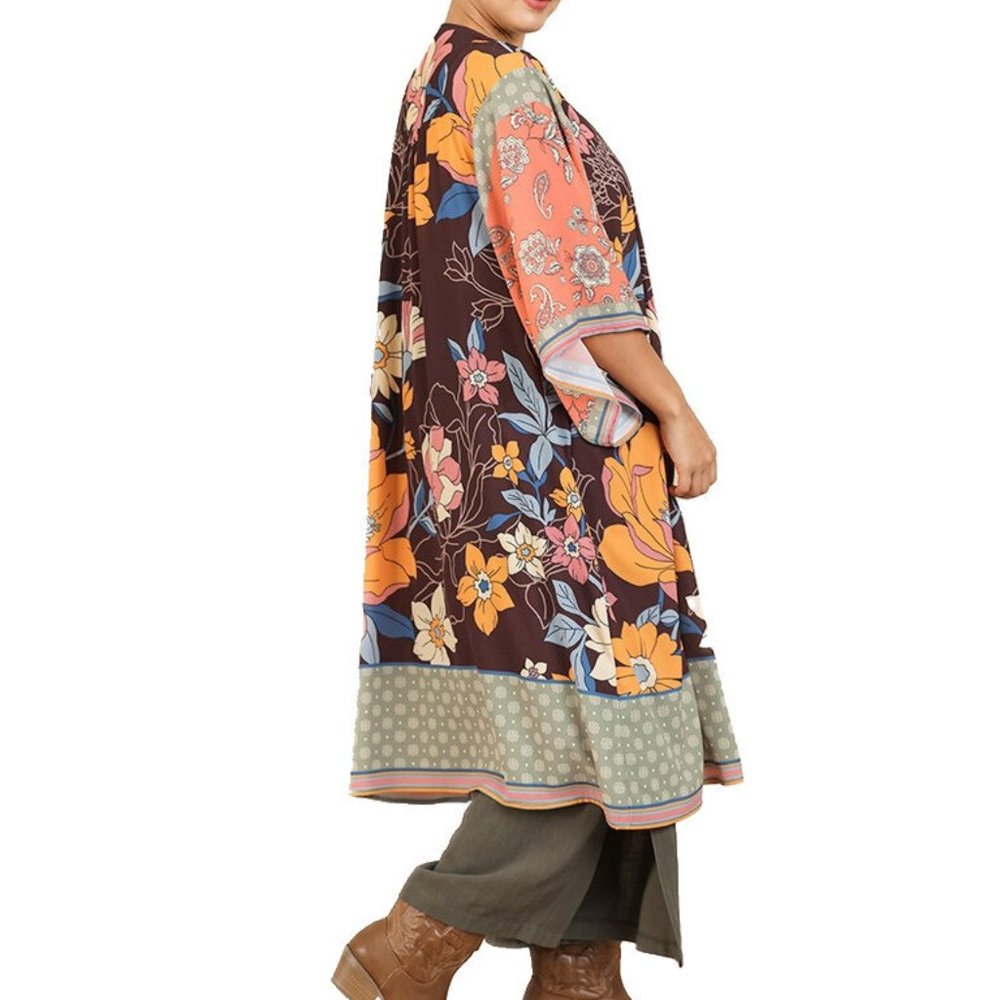 SOLD OUT  Boho Gypsy Floral Long Kimono Duster - Picture 2 of 4